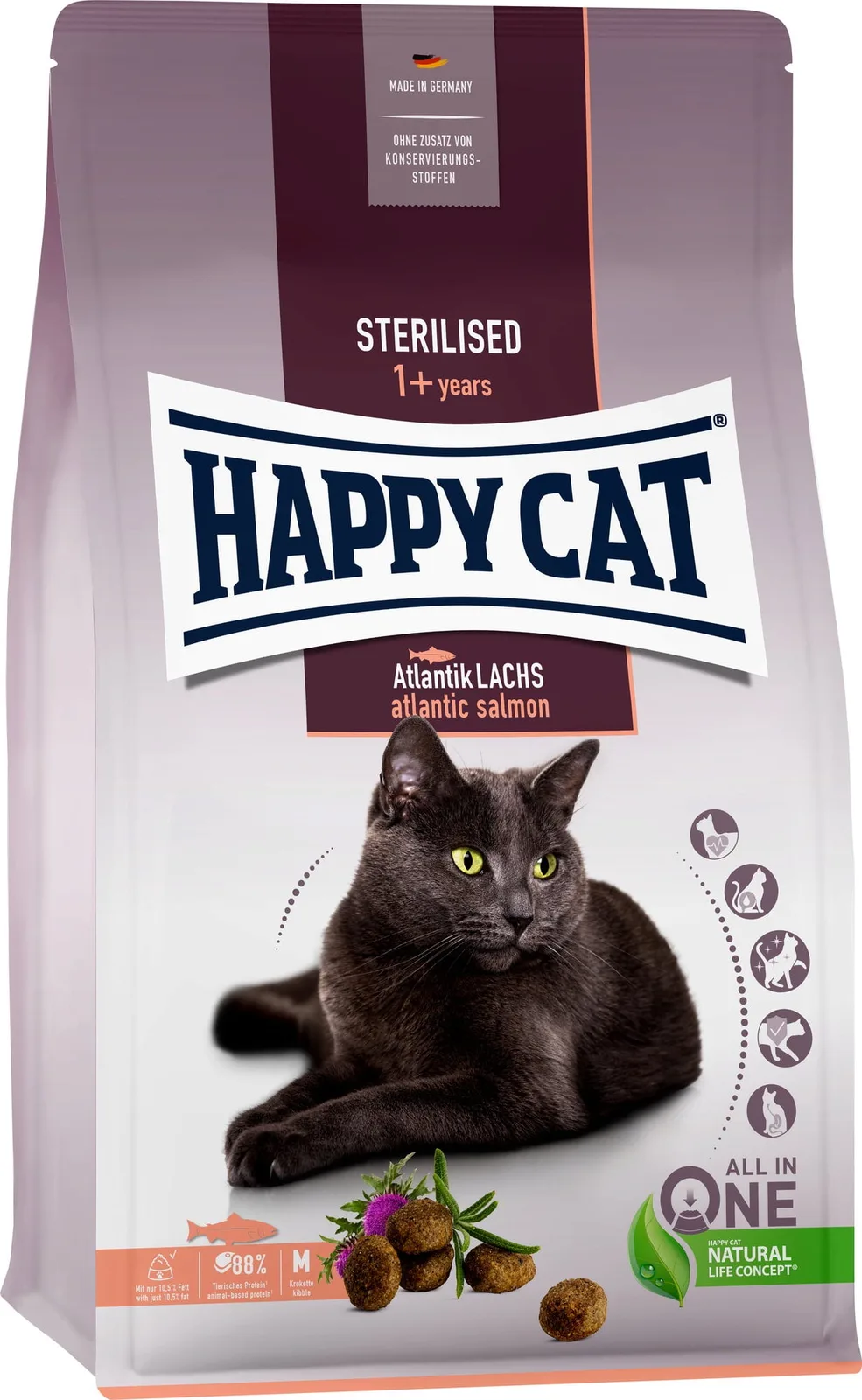 Trockenfutter Sterilised Atlantik Lachs - 300 g från Happy Cat – produktbild