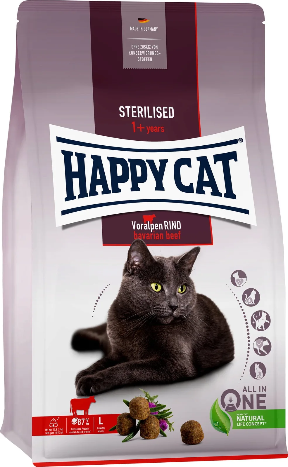 Trockenfutter Sterilised Voralpen Rind - 300 g fra Happy Cat – produktbillede