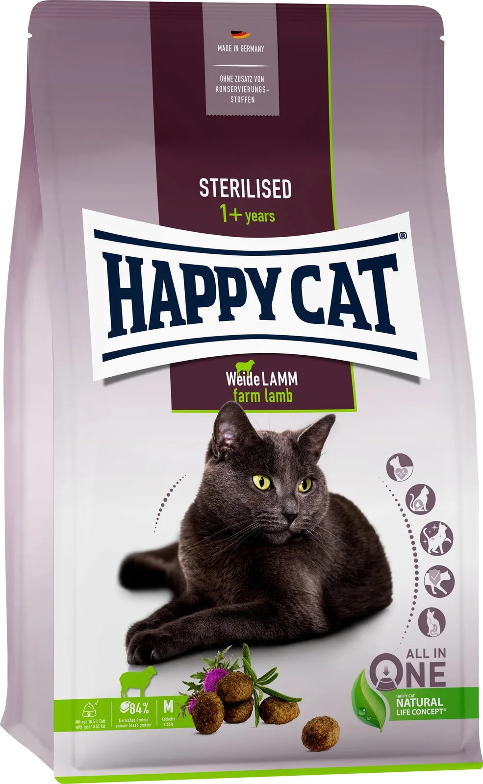 Trockenfutter Sterilised Weide Lamm - 4 kg fra Happy Cat – produktbillede