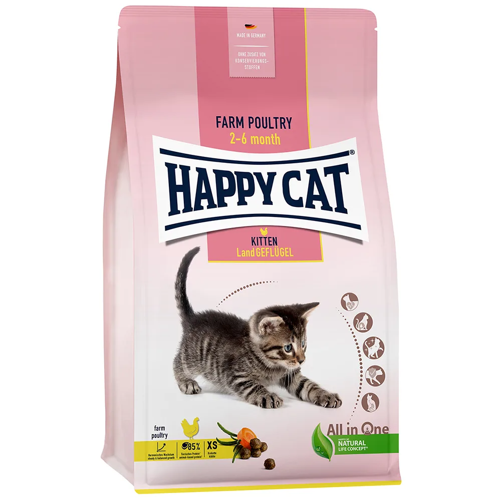 Young Kitten Land-Gevogelte (Kip) Kattenvoer - 1,3 kg by Happy Cat – product photo