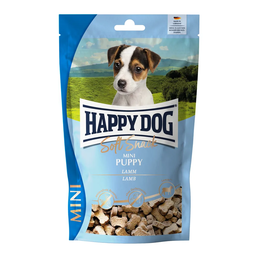 100g met lam Happy Dog SoftSnack Mini Puppy hondensnacks by Happy Dog – product photo