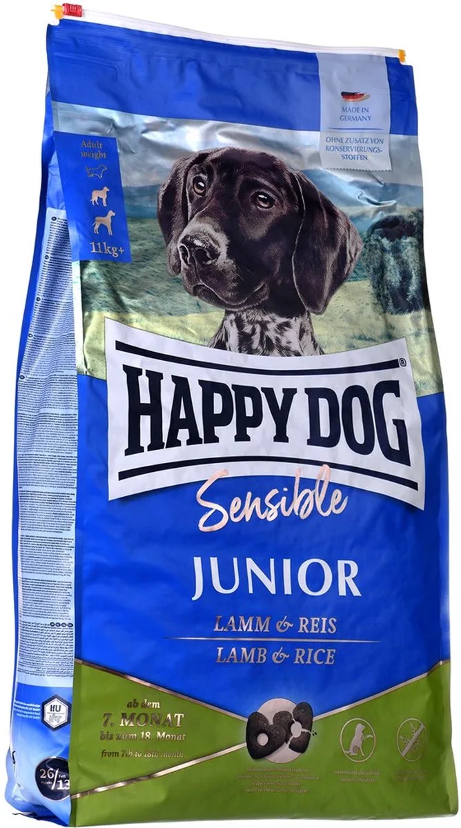 Sensible Junior Droog hondenvoer Lam, Rijst 10 kg de Happy Dog – photo produit