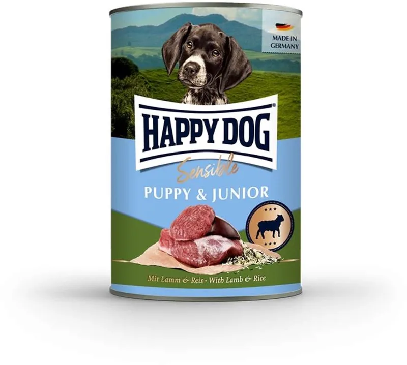Sensible Puppy & Junior Natvoer - Lam & Rijst - 6 x 400 gram de Happy Dog – photo produit