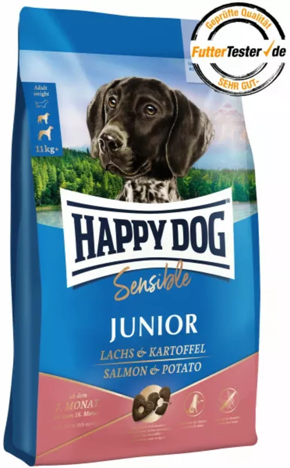 Trockenfutter Sensible Junior Huhn, Lachs und Kartoffel - 1 kg de Happy Dog – photo produit