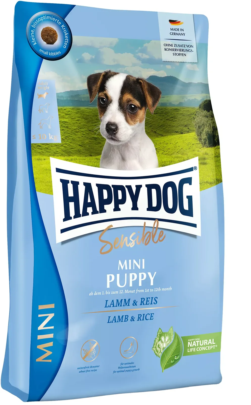 Trockenfutter Sensible Mini Puppy - 4 kg van Happy Dog – productfoto