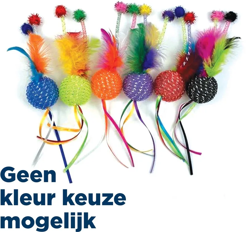 Glitterbal Happy Pet - Ratel en Veren - 20x4.5 cm Kattenspeeltje de Happy Pet – photo produit