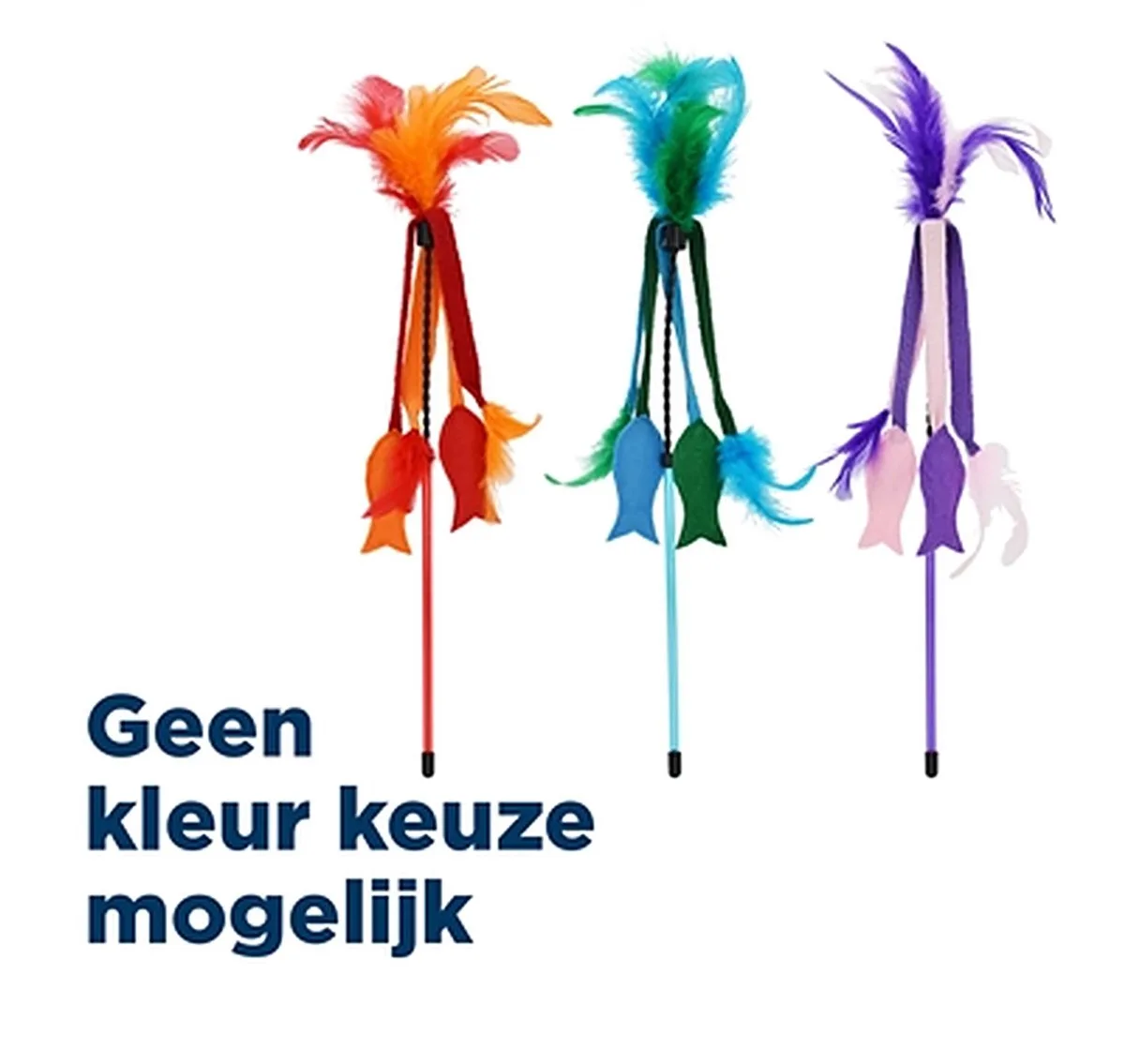 Kattenhengel Happy Pet - Interactief Speelgoed met Vilten Visjes en Veren - 43x9x2 cm von Happy Pet – Produktfoto