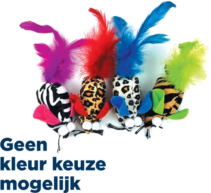 Kattenspeeltje Muis Happy Pet - Met Veren - 8x4.5x3.5 cm, Kleur by Happy Pet in Assorti – product photo