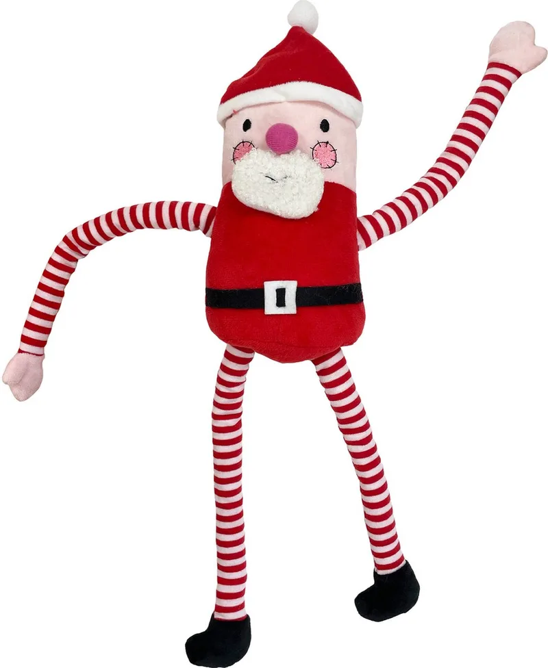 Pull my legs santa pluche hondenspeelgoed met uittrekbare armen en benen de Happy Pet en Rouge – photo produit