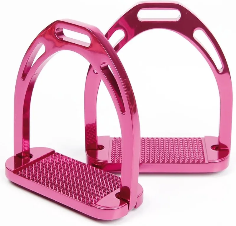 Beugels Aluminium 12 cm | Stijgbeugels en Beugelriemen von Harry's Horse in Fuchsia – Produktfoto