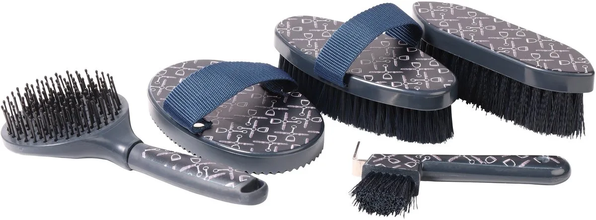 BORSTELSET INDIGO van Harry's Horse in Donkerblauw – productfoto