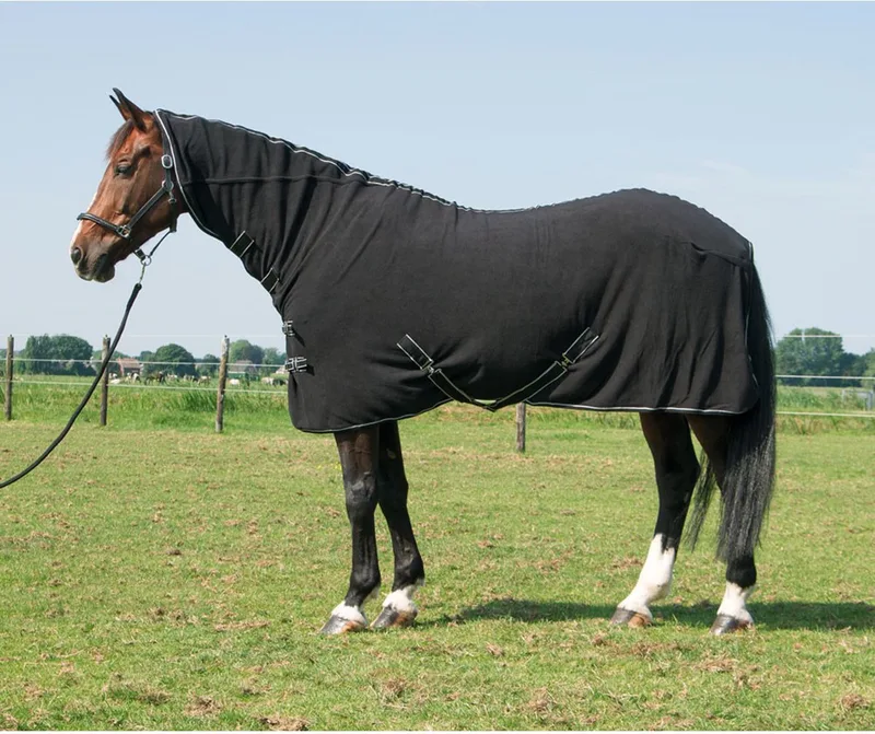 Fleecedeken Deluxe met hals 185cm by Harry's Horse in Black – product photo
