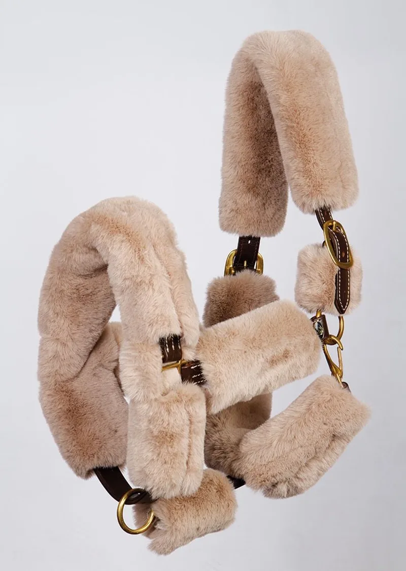 Furry Halster Cover - Maat: Cob - Polyamide by Harry's Horse in Cream – product photo