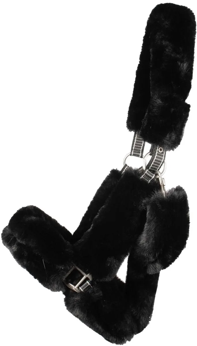 Furry Halster Cover - Maat: Pony - Polyamide by Harry's Horse in Black – product photo