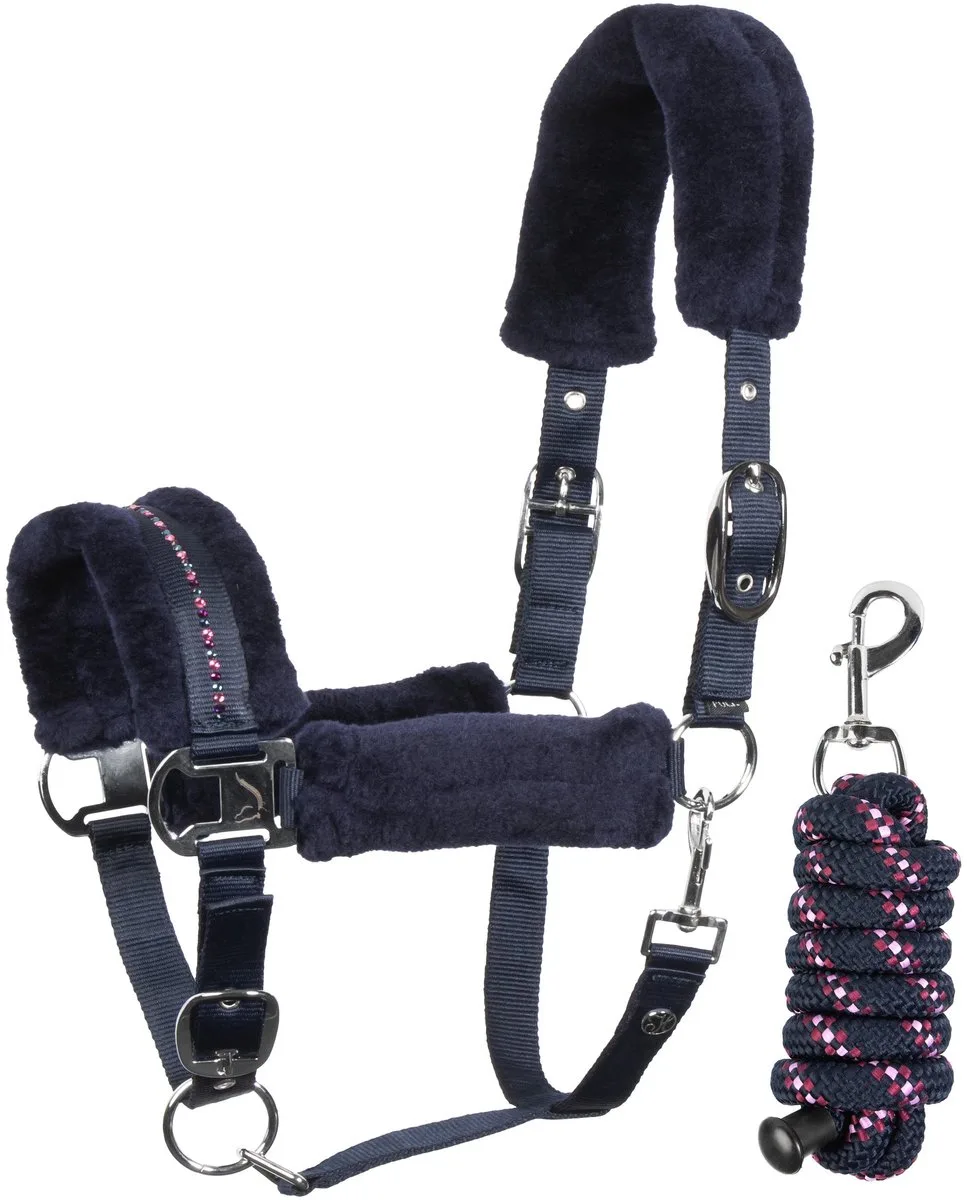 Halsterset Denici Cavalli Purple Passion Crystal | Cob van Harry's Horse in Peacoat – productfoto