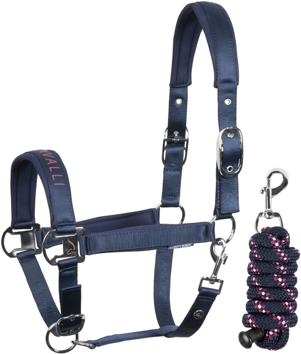 Halsterset Denici Cavalli Purple Passion Satin de Harry's Horse en Peacoat – photo produit