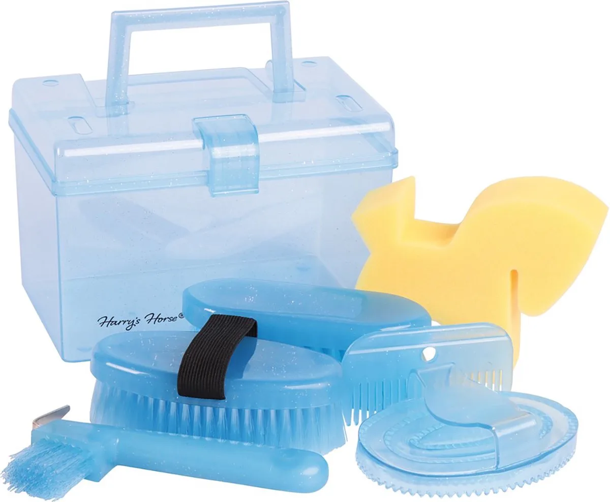 Poetskist Mini Box - poetsset poetsbox poetsspullen paarden poetsen borstelen de Harry's Horse en Bleu – photo produit