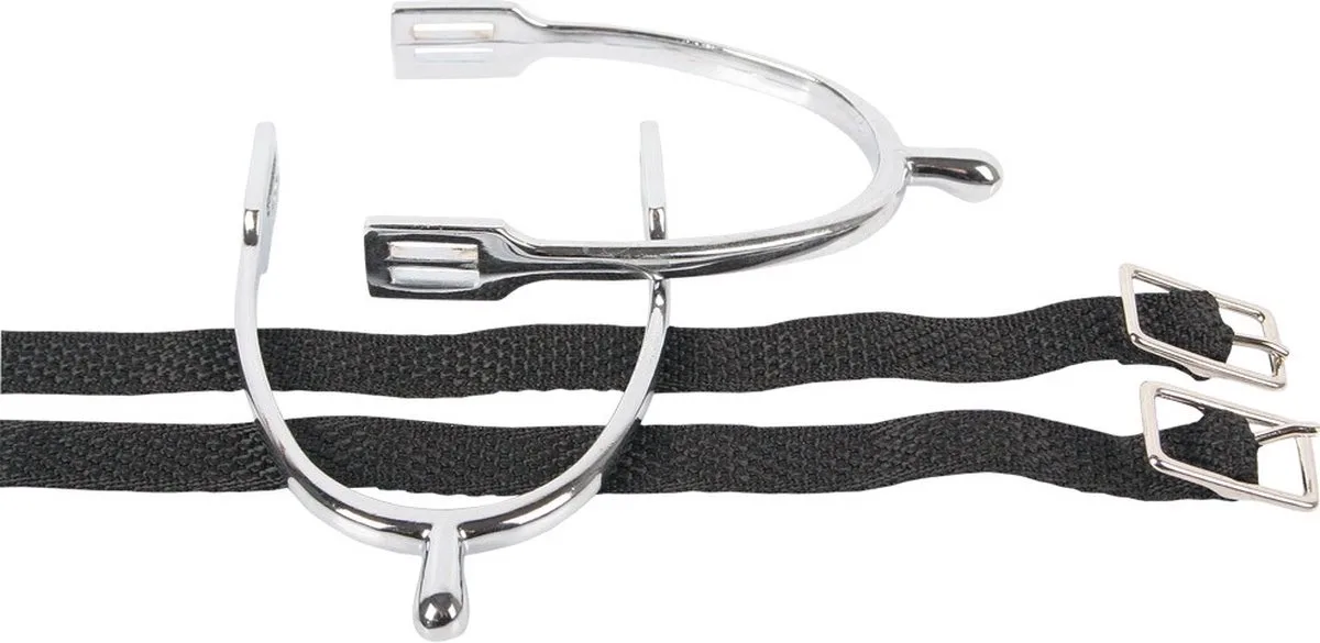 Sporen knop verchroomd + riem D15 van Harry's Horse in Zwart – productfoto