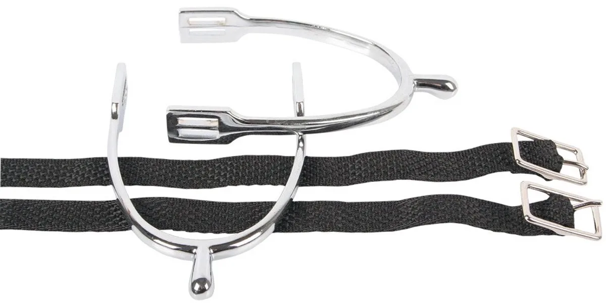 Sporen knop verchroomd + riem H15 van Harry's Horse in Zilver – productfoto