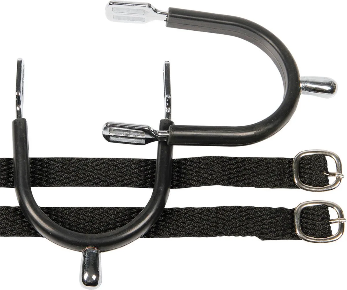 Sporen knop verchroomd / rubber + nylonriem van Harry's Horse in Zwart – productfoto