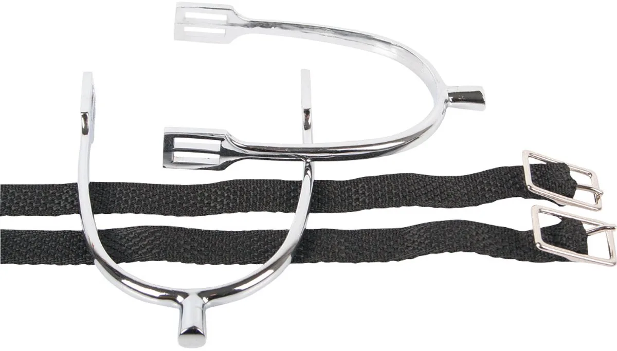 Sporen staaf verchroomd + riem D15 van Harry's Horse in Kleurloos – productfoto