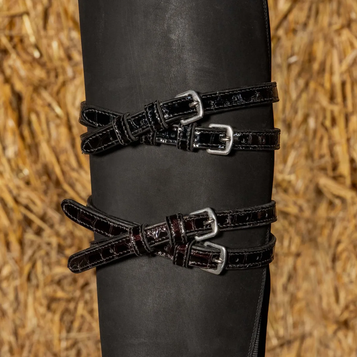 Sporenriempjes Croco - Zwart Voor Ruiters de Harry's Horse en Marron – photo produit