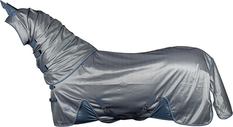 Vliegendeken mesh Reflective met losse hals 185cm by Harry's Horse in Staalblauw – product photo