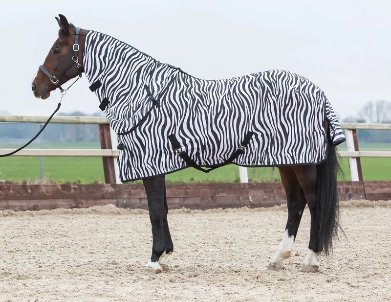 Vliegendeken met losse hals, 155cm von Harry's Horse in Zebra – Produktfoto