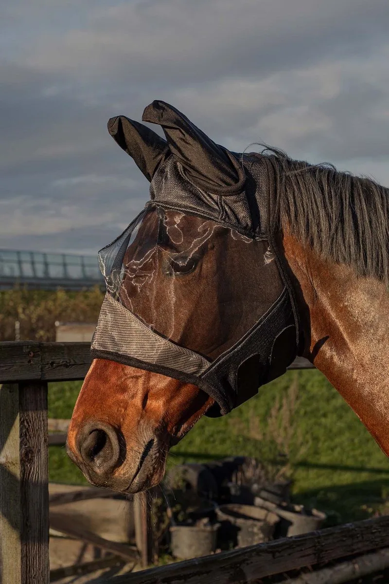 Vliegenmasker Flyshield bamboo lining - Met Oren - Zwart - M by Harry's Horse – product photo
