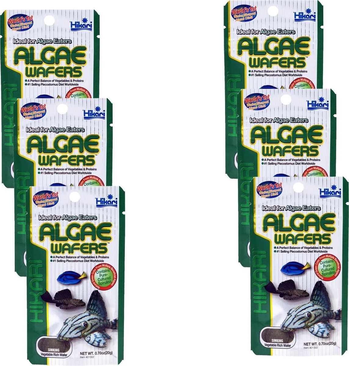 Algae Wafers - Vissenvoer - 6 x 20 g de Hikari – photo produit