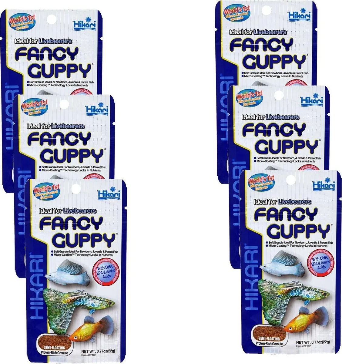 Guppy Food - Vissenvoer - 6 x 22 g från Hikari – produktbild