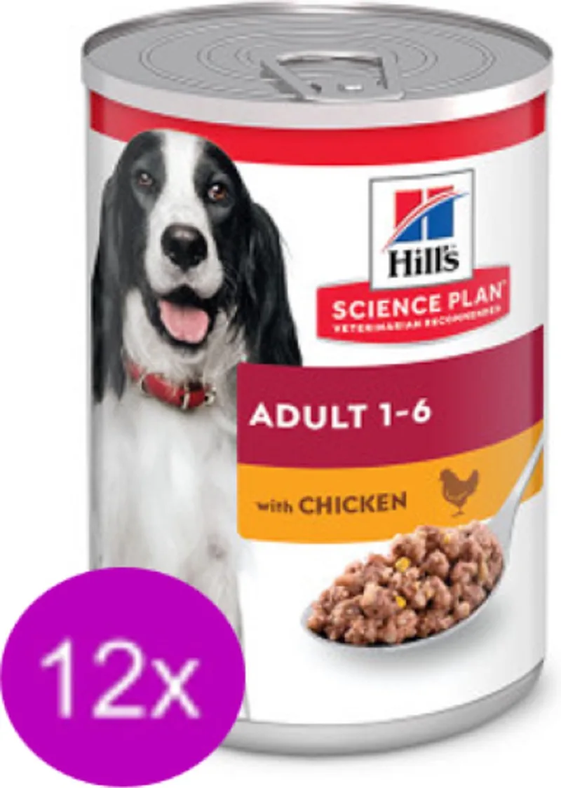 12x Hill's Science Plan Adult Kip in Blik - Hondenvoer - 370g de Hill's – photo produit