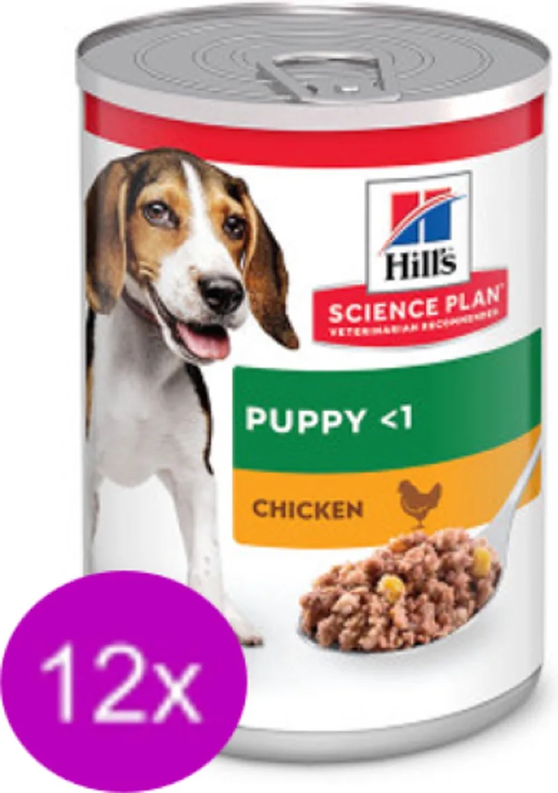 12x Hill's Science Plan Puppy Kip in Blik - Hondenvoer - 370g von Hill's – Produktfoto