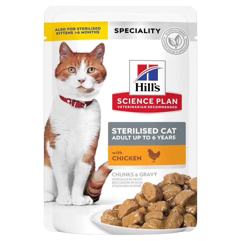 12x85g Adult Sterilised Cat met Kip Hill's Science Plan Kattenvoer by Hill's – product photo