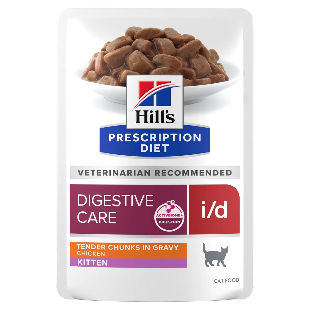 12x85g Hill's Prescription Diet i/d Digestive Care Kitten Kip in Saus nat kattenvoer van Hill's – productfoto