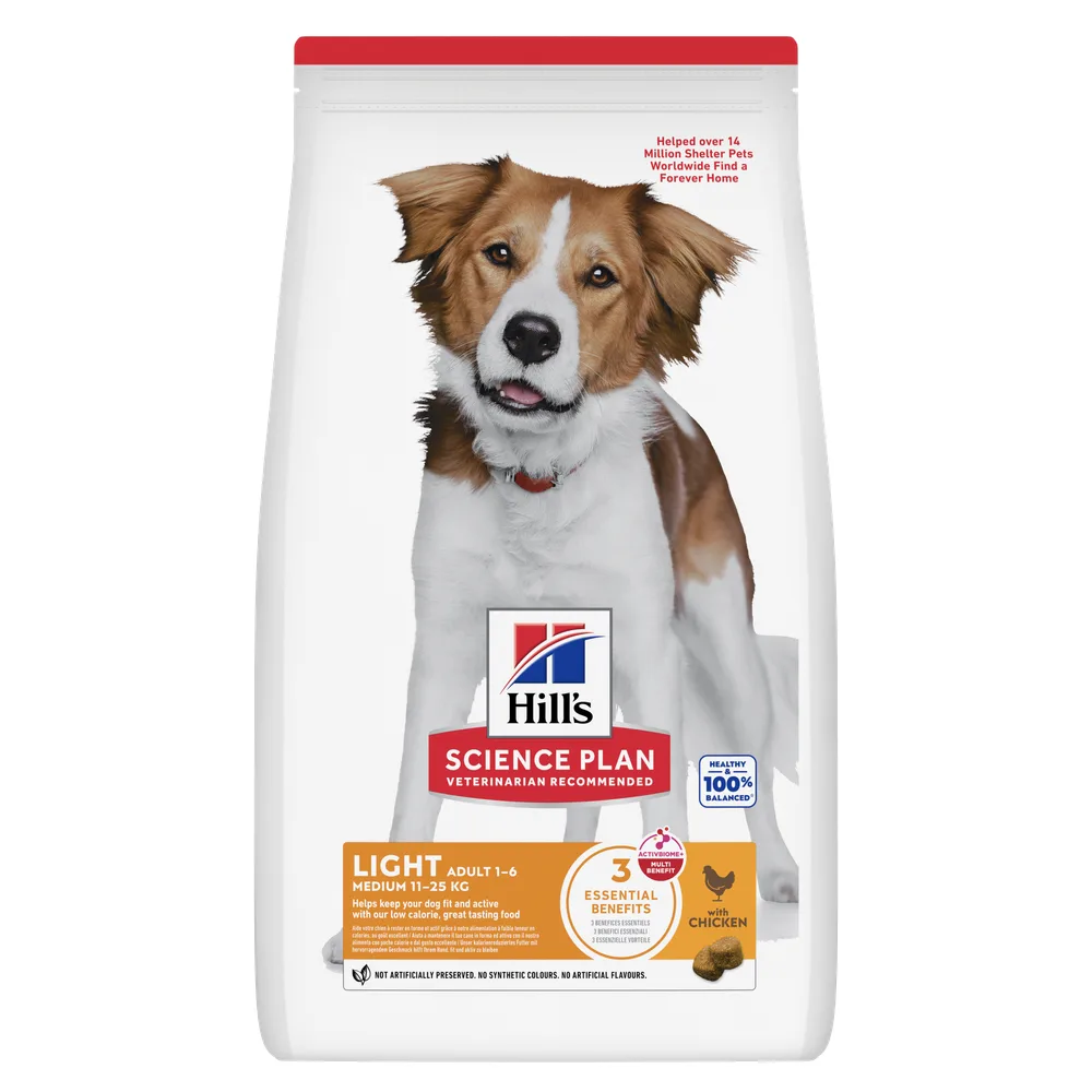 14kg Adult 1-6 Light Medium met Kip Hill's Science Plan Hondenvoer van Hill's – productfoto