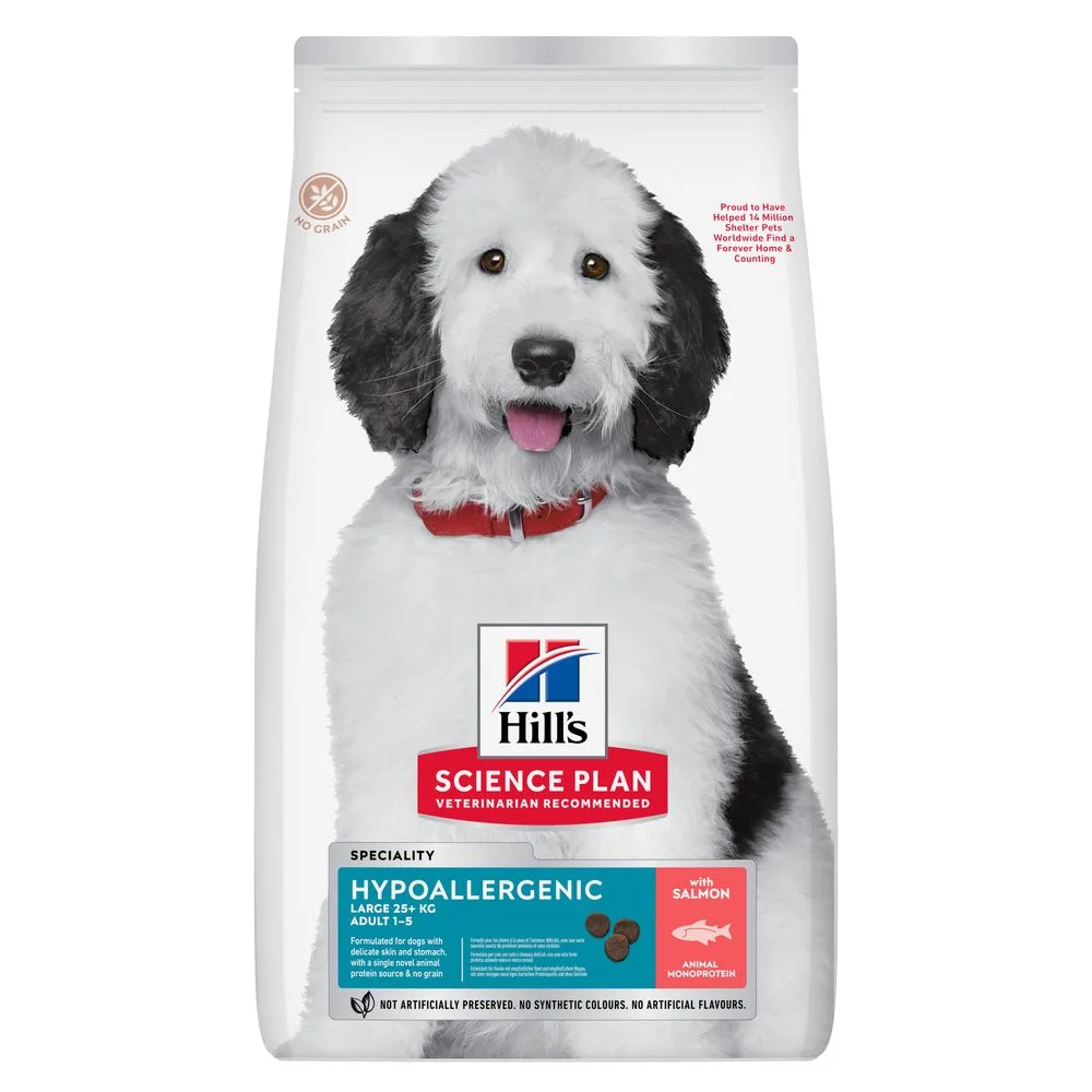 14kg Adult Hypoallergenic Large Breed Zalm Hill's Science Plan Hondenvoer de Hill's – photo produit