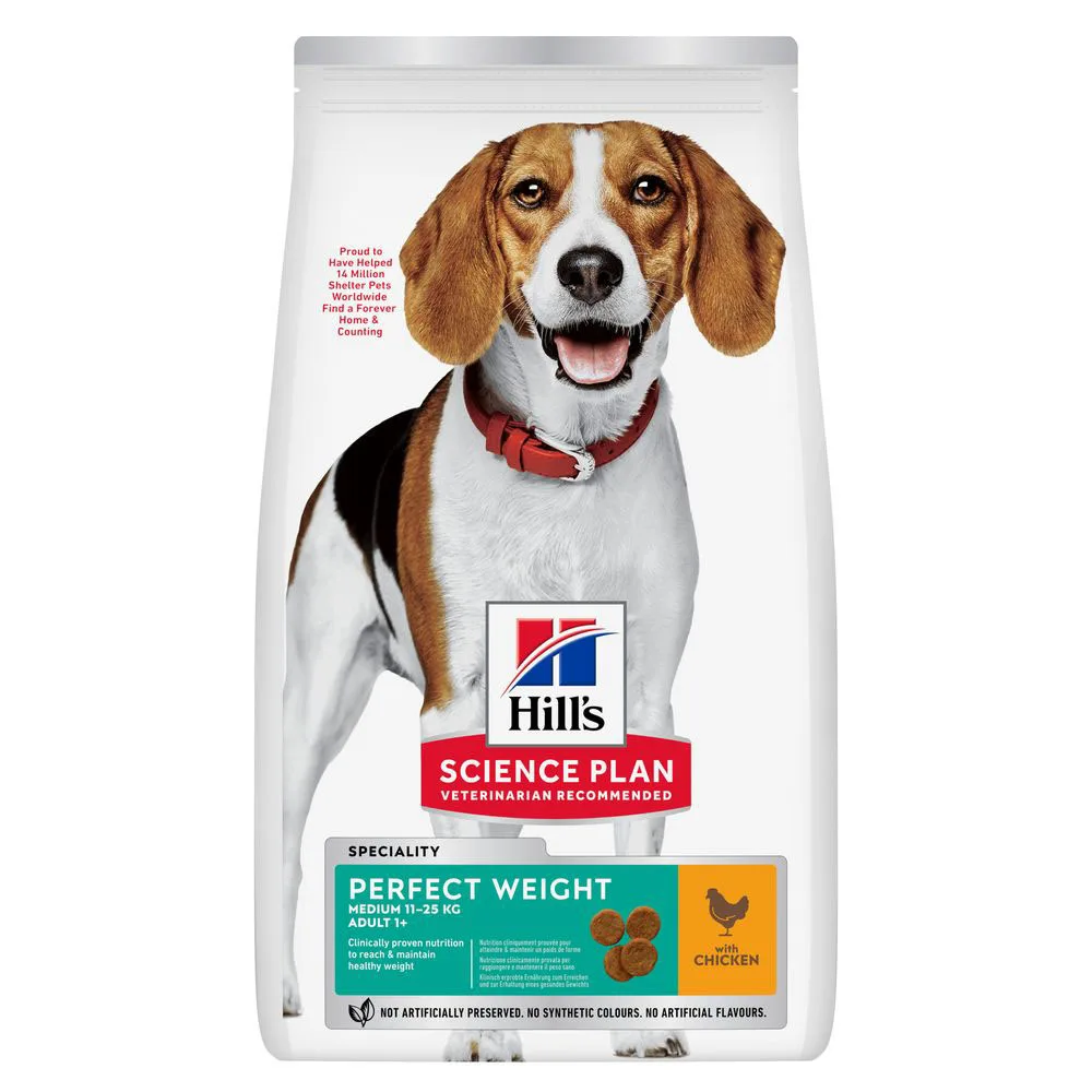 2kg Adult 1+ Perfect Weight Medium met Kip Hill's Science Plan Hondenvoer van Hill's – productfoto