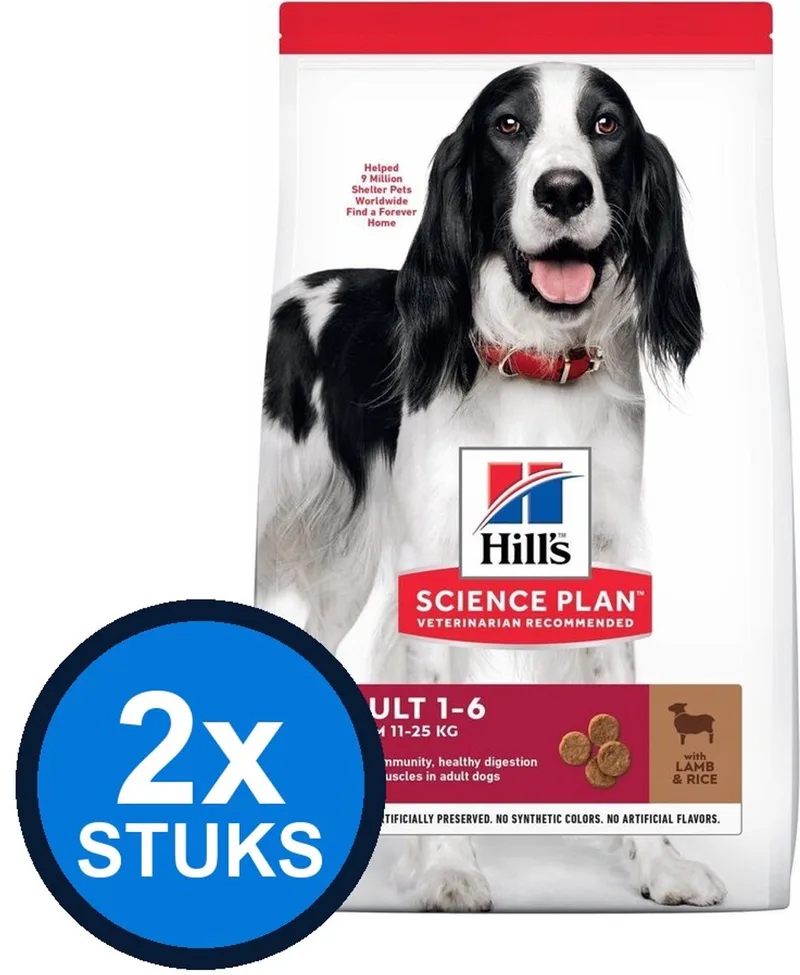 2x Hill's - Science Plan dog adult M lamb&rice 2,5kg - Hondenvoer - 2.5 kg by Hill's – product photo