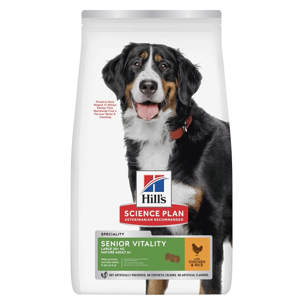 2x14kg Senior Adult 7+ Youthful Vitality Large Breed met Kip Hill's Science Plan Hondenvoer van Hill's – productfoto