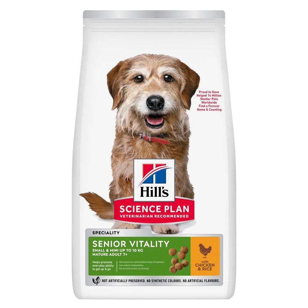 2x6kg Senior Mature Adult 7+ Senior Vitality Small & Mini Kip Hill's Science Plan Hondenvoer van Hill's – productfoto