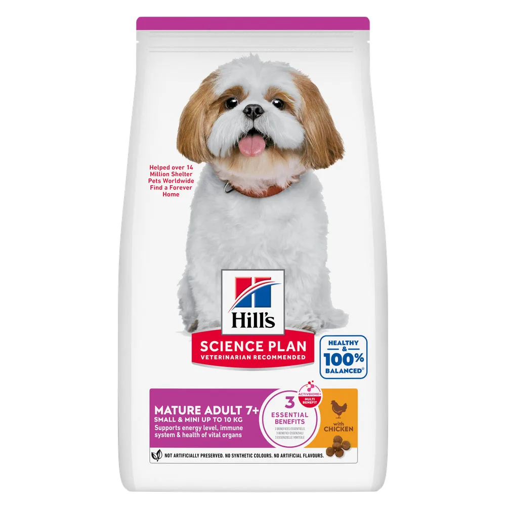 2x6kg Senior Mature Adult 7+ Small & Mini met Kip Hill's Science Plan Hondenvoer de Hill's – photo produit