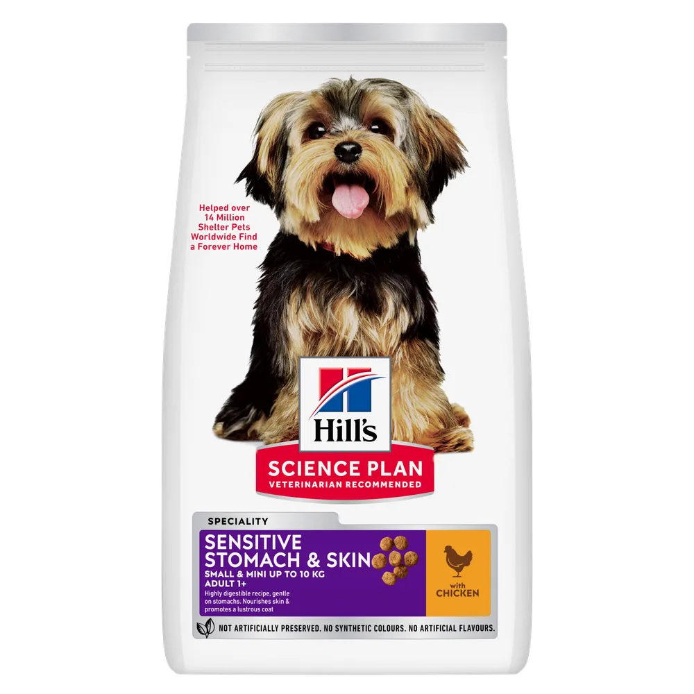 3kg Adult Sensitive Stomach & Skin Small/Mini Kip Hill's Science Plan Hondenvoer van Hill's – productfoto