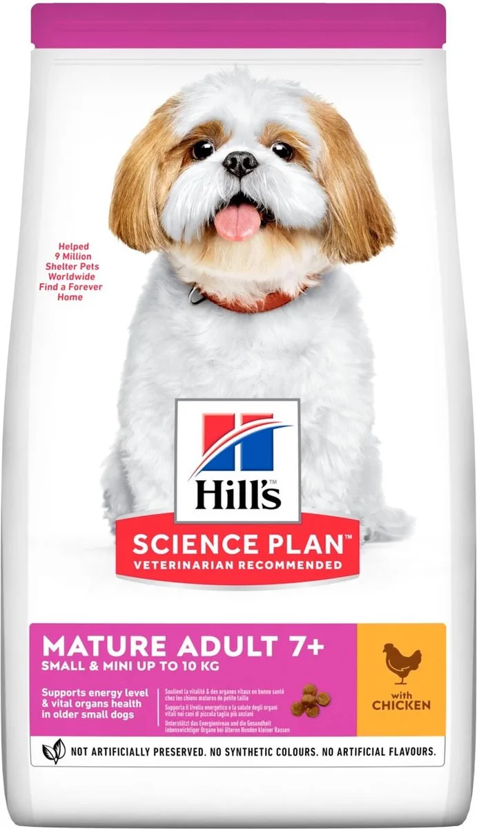 4 x HILL'S SCIENCE PLAN Small & Mini Mature Adult 7+ Hondenvoer met Kip 3 kg de Hill's – photo produit