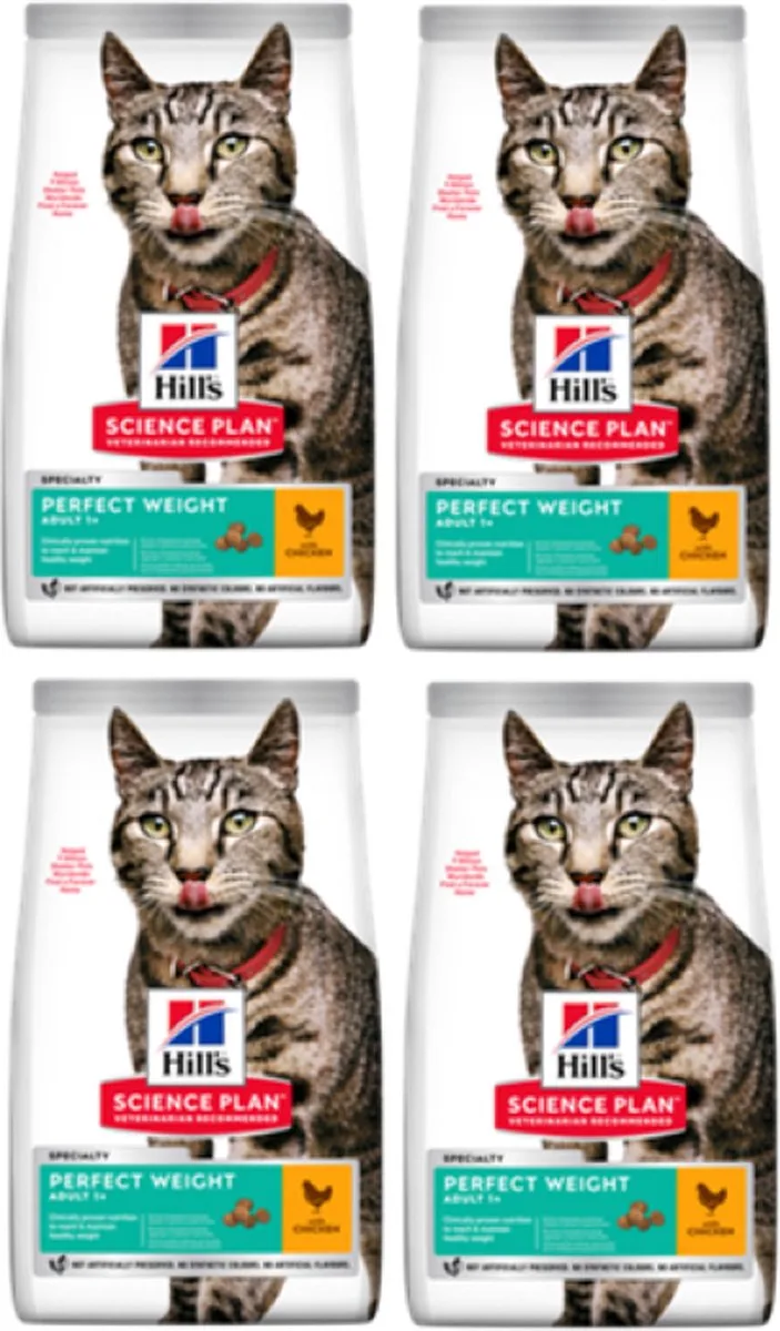 4x Hill's - feline adult perfect weight Kip - Kattenvoer - 1.5kg fra Hill's – produktbillede