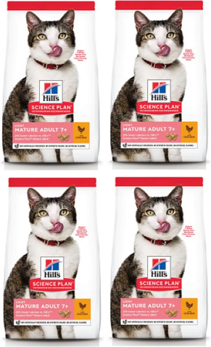 4x Hill's - feline mature adult light Kip - Kattenvoer - 1.5kg de Hill's – photo produit