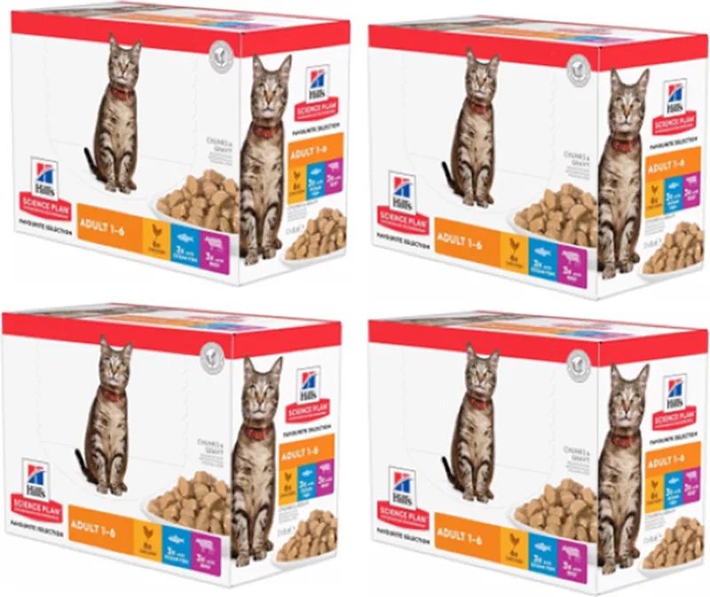 4x Hill's - feline pouch adult classic selection Multipack - Kattenvoer - 12x85g de Hill's – photo produit