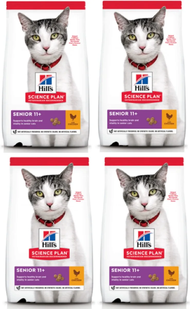 4x Hill's - Feline Senior 11+ Kip - Kattenvoer - 3kg von Hill's – Produktfoto