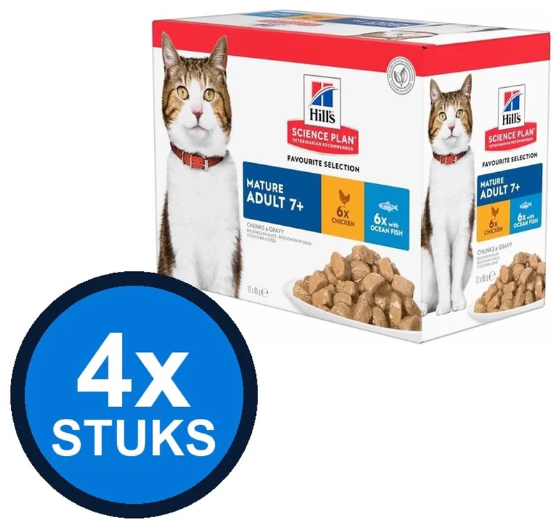4x Hill's - Science Plan cat mat ad7+ fav sl mp 12x85gr - Kattenvoer - 1.02 kg by Hill's – product photo