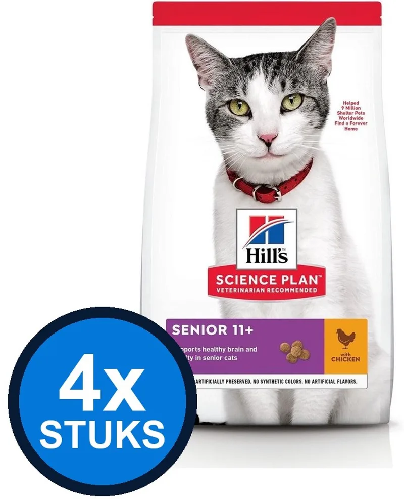 4x Hill's - Science Plan cat senior 11+ chicken 1,5kg - Kattenvoer - 1.5 kg de Hill's – photo produit